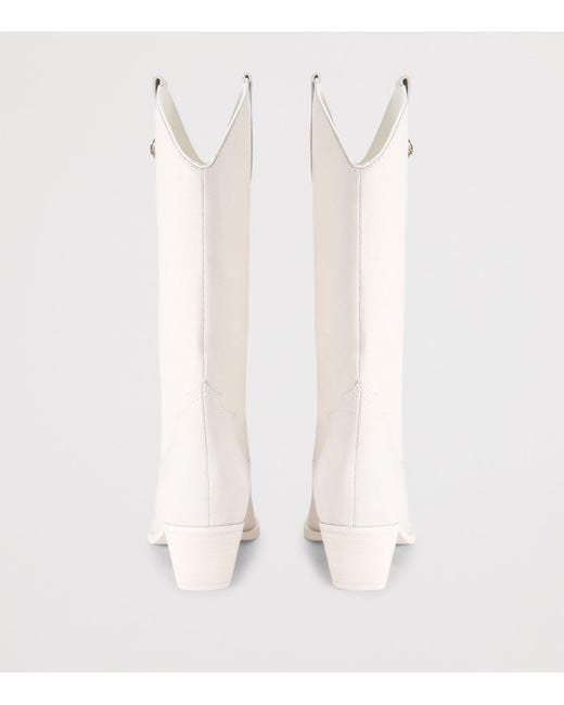 Kurt Geiger White Leather Kurt's Cabana Kiss Cowboy Boots
