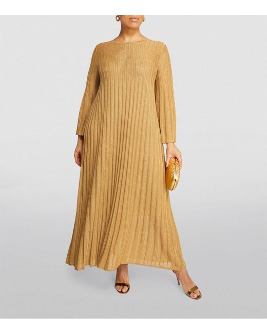 Marina Rinaldi Yellow Knitted Pleated Maxi Dress