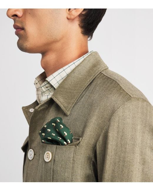 James Purdey & Sons Green Silk Dapper Duck Pocket Square for men