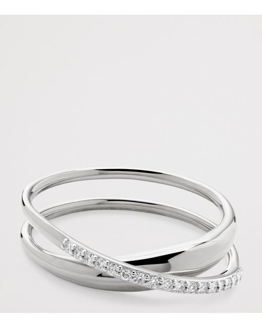 Monica Vinader White Sterling And Diamond Nura Wrap Ring