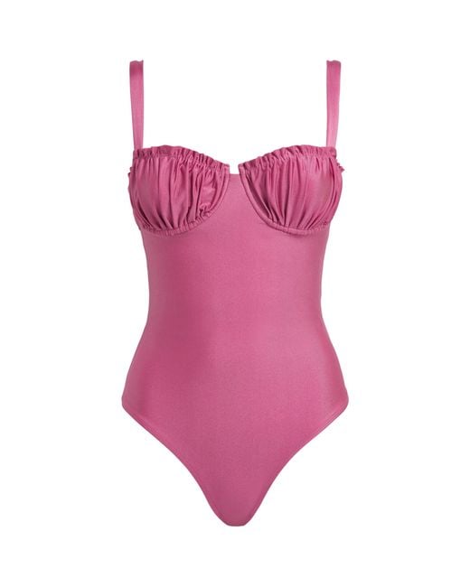 Faithfull The Brand Purple Ruffled Tavia Swimsuit