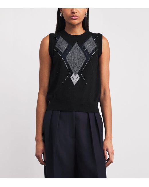 Johnstons Black Cashmere Le Jabots Sweater Vest