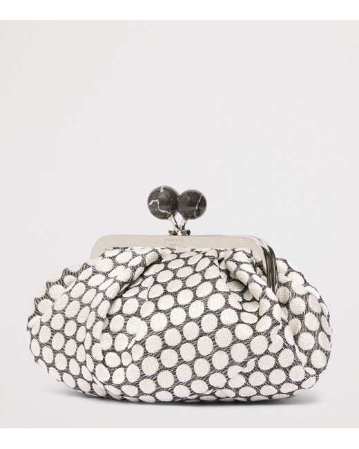 Weekend by Maxmara White Woven Jacquard Pasticcino Clutch Bag