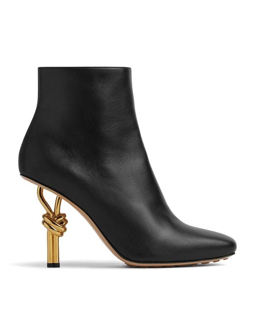 Bottega Veneta Black Calfskin Heeled Ankle Boots 90