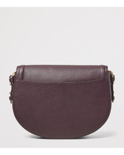 Aspinal Purple Leather Stella Cross-Body Satchel