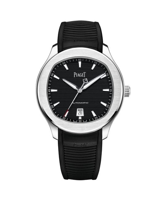 Piaget Black Stainless Steel Polo Date Watch 42mm for men