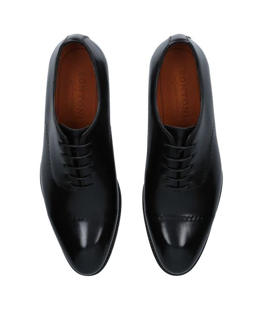 Bontoni Black Leather Vittorio Oxford Shoes for men
