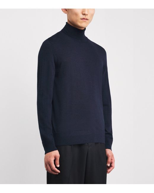 Barena Blue Wool Rollneck Sweatshirt for men