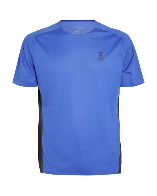 On Shoes Blue Performance T-shirt for men