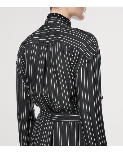 Tom Ford Black Silk Stripe Maxi Shirt Dress