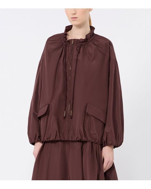 Max Mara Purple Water-Repellent Taffeta Bomber Jacket