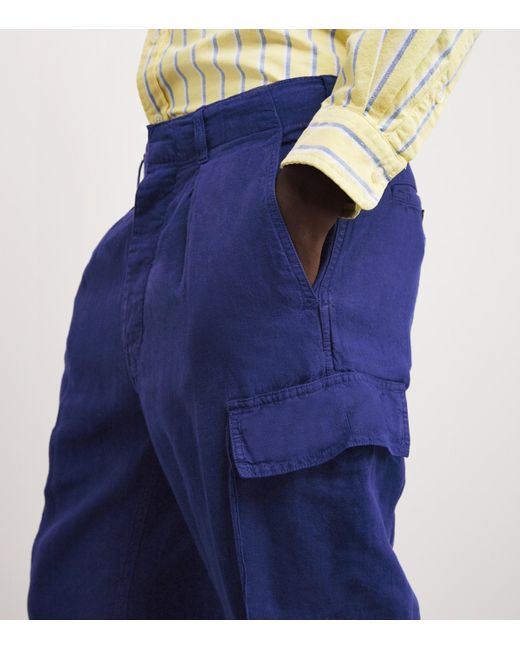 Polo Ralph Lauren Blue Linen Lateef Cargo Trousers for men