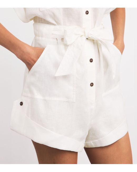 Zimmermann White Linen Cuffed Rhiannon Playsuit
