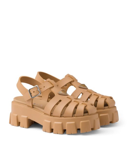 Prada Brown Monolith 55Mm Platform Sandals