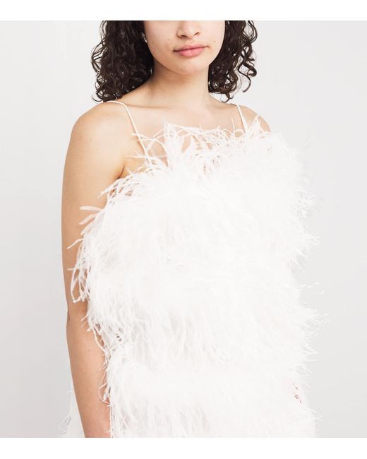 Oseree White Feather Mini Dress