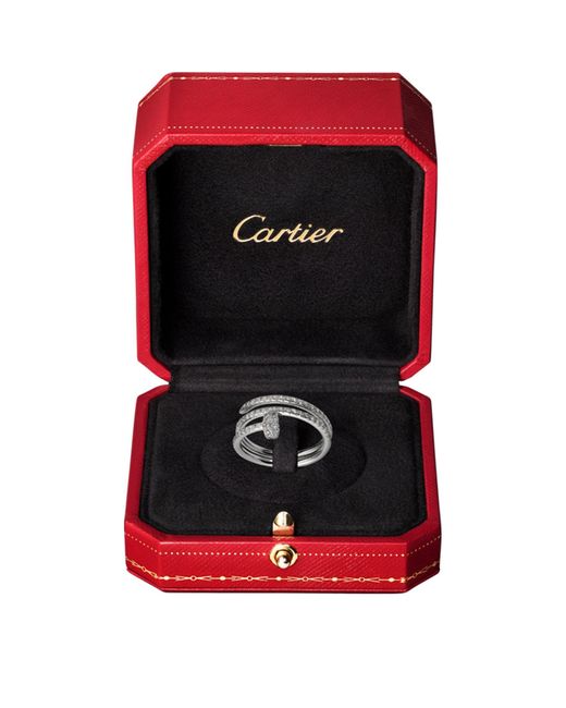 Cartier Metallic White Gold And Pavé Diamond Double Juste Un Clou Ring