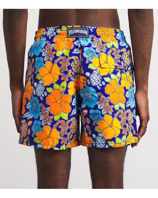 Vilebrequin Blue Tropical Turtle Print Swim Shorts for men
