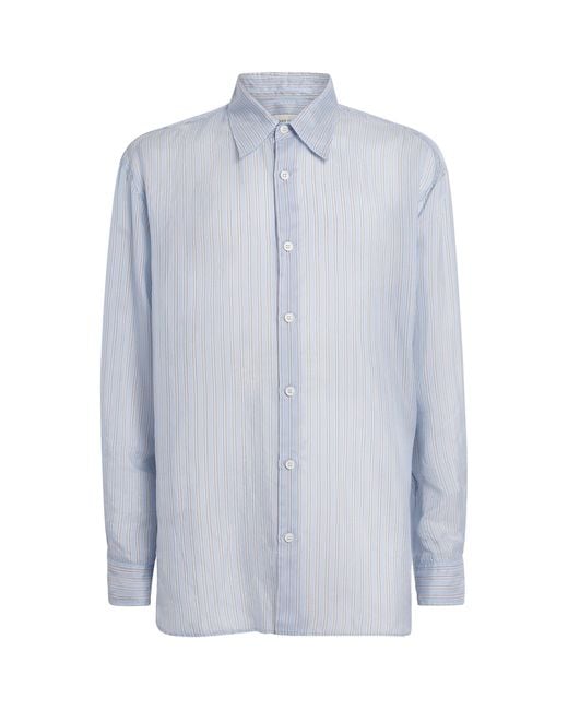 Dries Van Noten Blue Cotton Stripe Shirt for men
