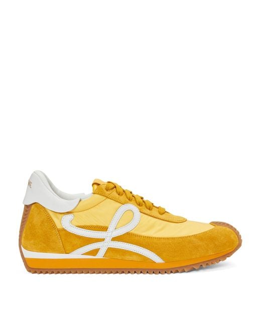 Loewe Yellow Suede-panel Flow Runner Sneakers for men