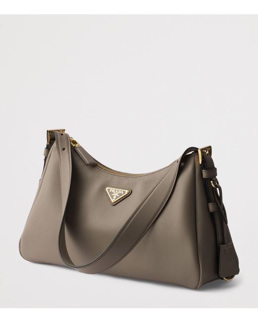 Prada Brown Medium Leather Aimée Shoulder Bag