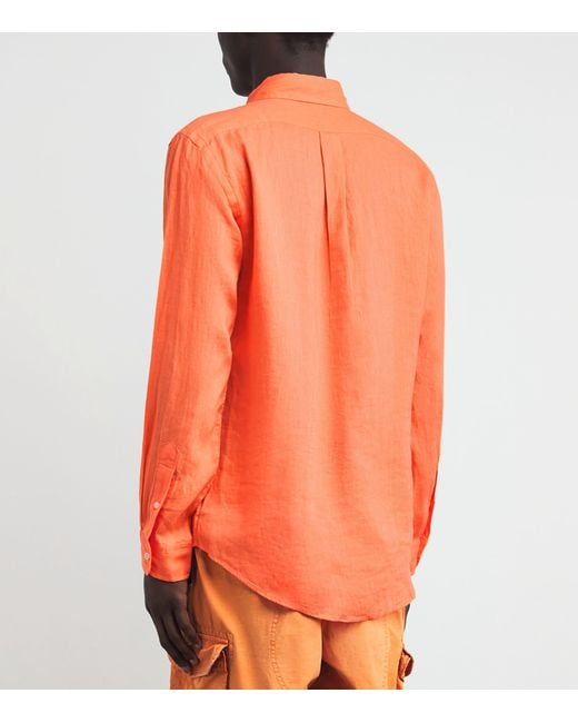 Polo Ralph Lauren Orange Linen Custom-Fit Polo Pony Shirt for men