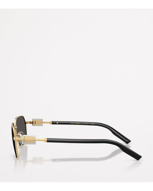 Dolce & Gabbana Metallic Wire-Frame Rectangular Sunglasses for men