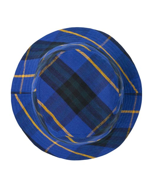 Burberry Linen Check Bucket Hat in Blue for Men | Lyst UK