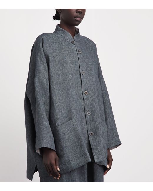 Eskandar Gray Linen Wide Longline Jacket