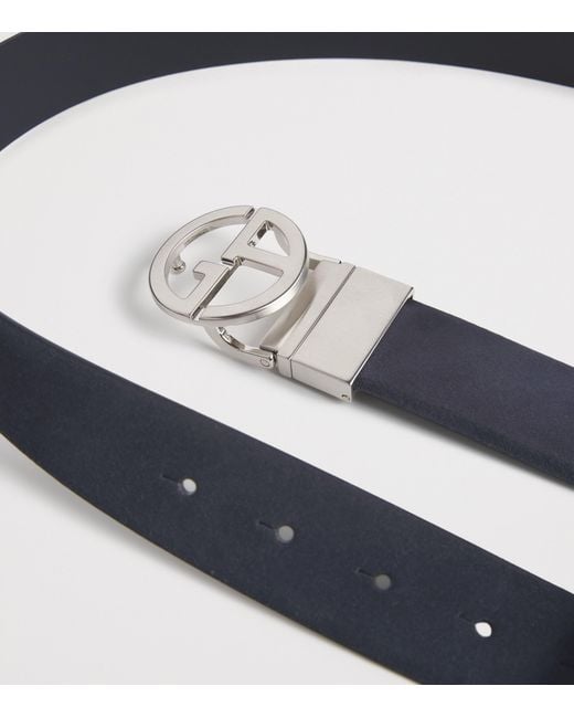 Giorgio Armani Blue Suede Reversible Belt Strap for men