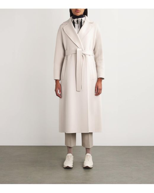 Max Mara Natural Virgin Wool Wrap Coat