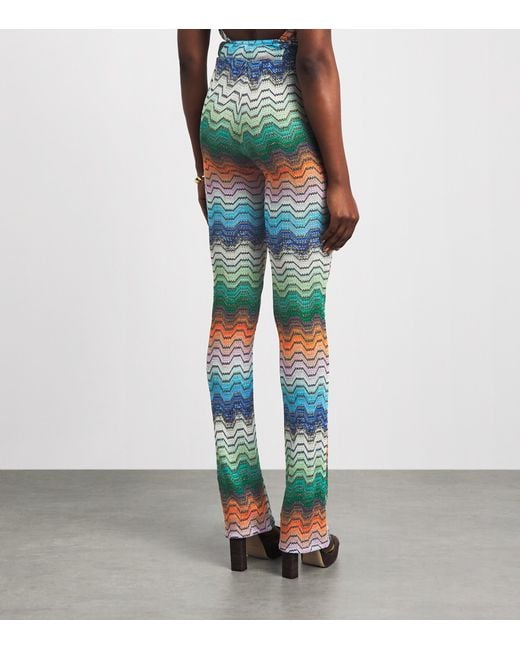 Missoni Green Metallic Zigzag Flared Trousers