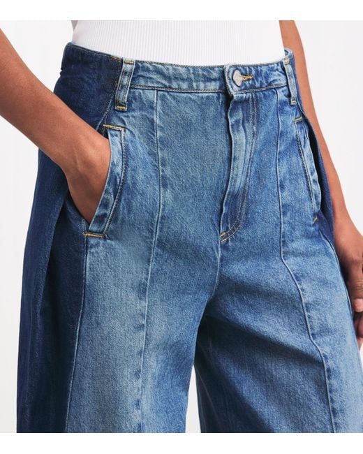 Sandro Blue Wide-Leg Pleated Jeans