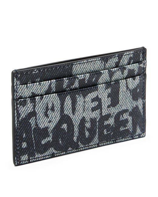 Alexander McQueen Black Leather Graffiti Logo Card Holder for men