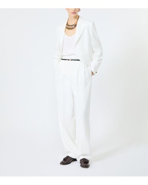 Max Mara White Silk Embroidered Tank Top