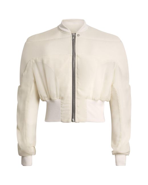 Rick Owens Natural Silk Girdered Bomber Jacket for men