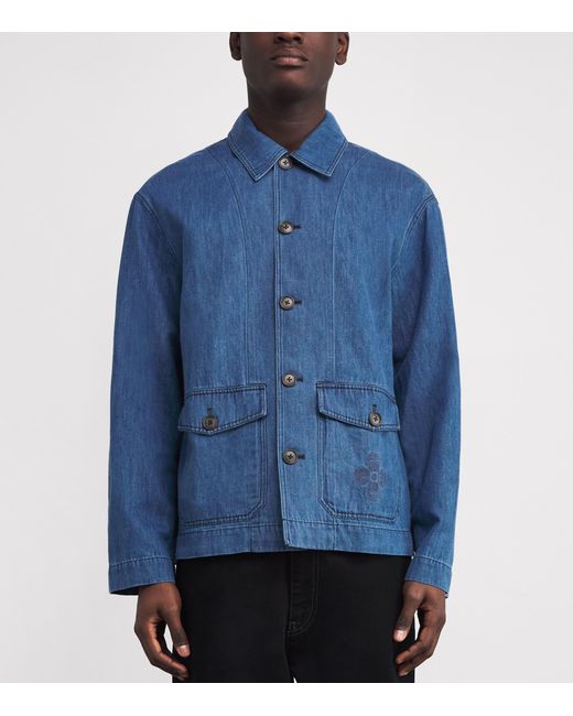 Commas Blue Cotton-Hemp Chore Denim Jacket for men