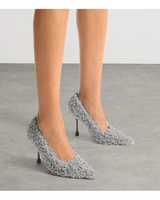 Jimmy Choo Gray Ixia 95 Fleece Pumps