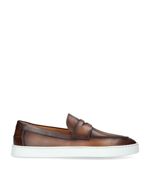Magnanni Shoes Brown Leather Cowes Penny Sneakers for men