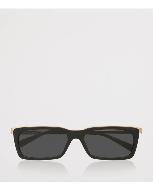 Saint Laurent Gray Acetate Rectangle Sunglasses