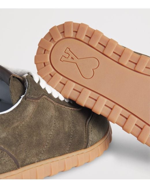 AMI Brown Suede Low-Top Sneakers for men