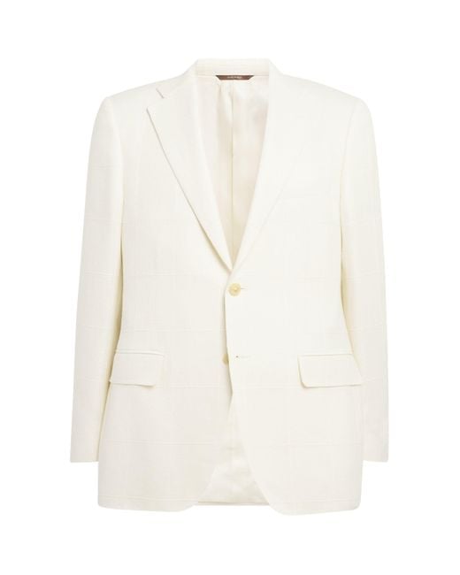 Canali White Check-Stitch Blazer for men