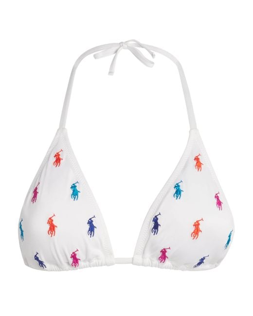 Polo Ralph Lauren White Polo Pony-Embroidered Triangle Bikini Top