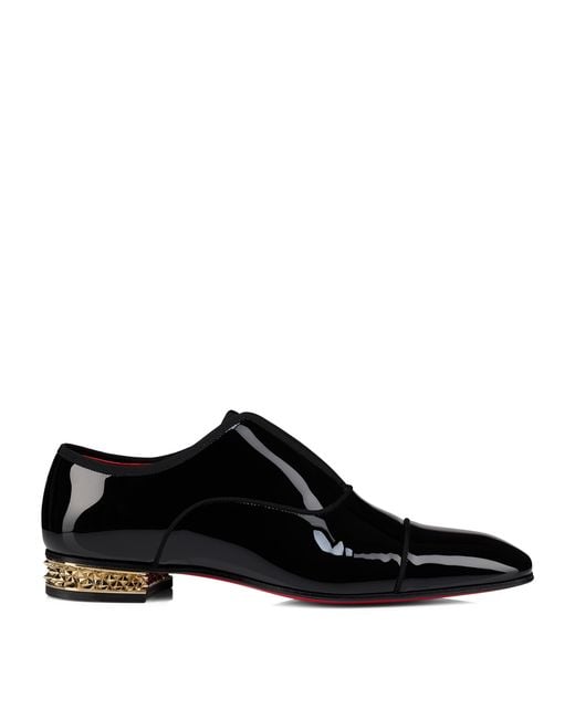 Christian Louboutin Black Alphamale Rocks Patent Leather Oxford Shoes for men