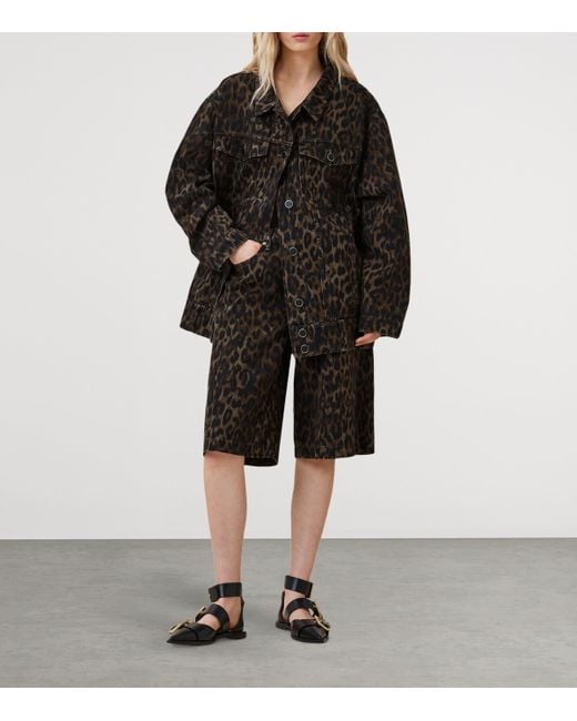 AllSaints Black Leopard Print Louie Shorts