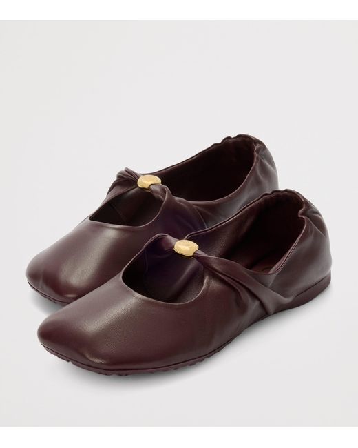 Loewe Brown Leather Pebble Soft Ballet Flats