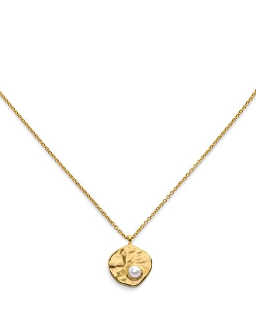 Monica Vinader Metallic Vermeil And Pearl Capri Disc Necklace