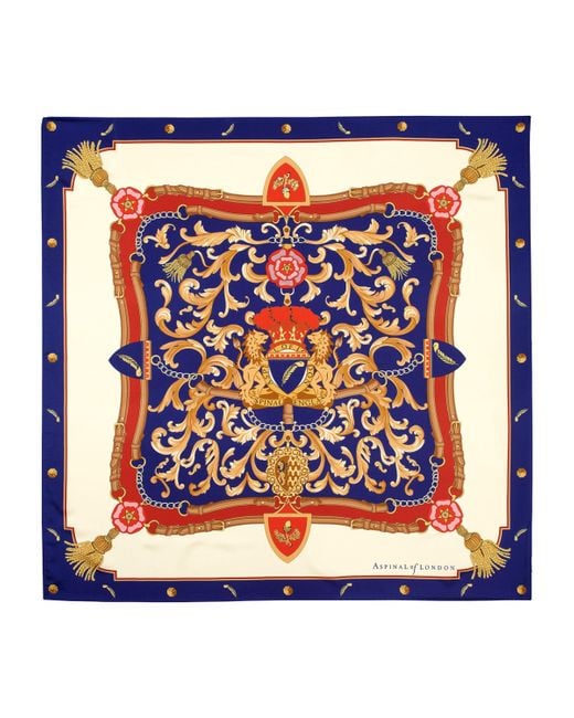 Aspinal Blue Silk Signature Scarf