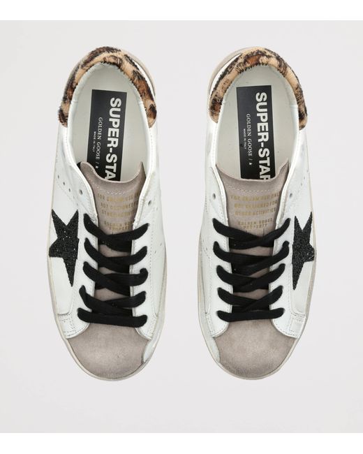 Golden Goose Deluxe Brand White Leather Glittered Super-Star Sneakers