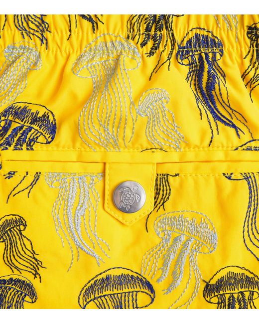 Vilebrequin Yellow Embroidered Jellyfish Swim Shorts for men