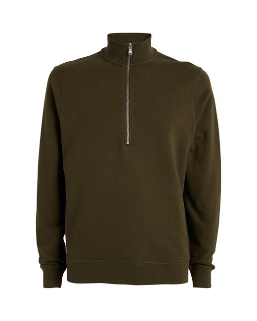 Sunspel Green Loopback Half-zip Sweatshirt for men